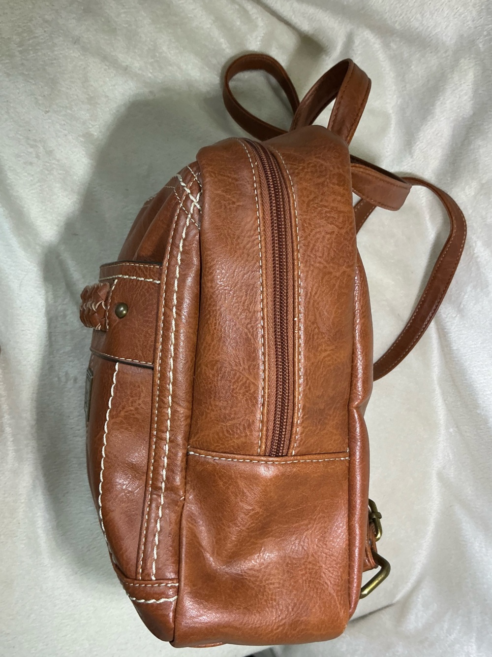 B.O.C. Mini Light Brown Vegan Leather Backpack - Picture 3 of 10